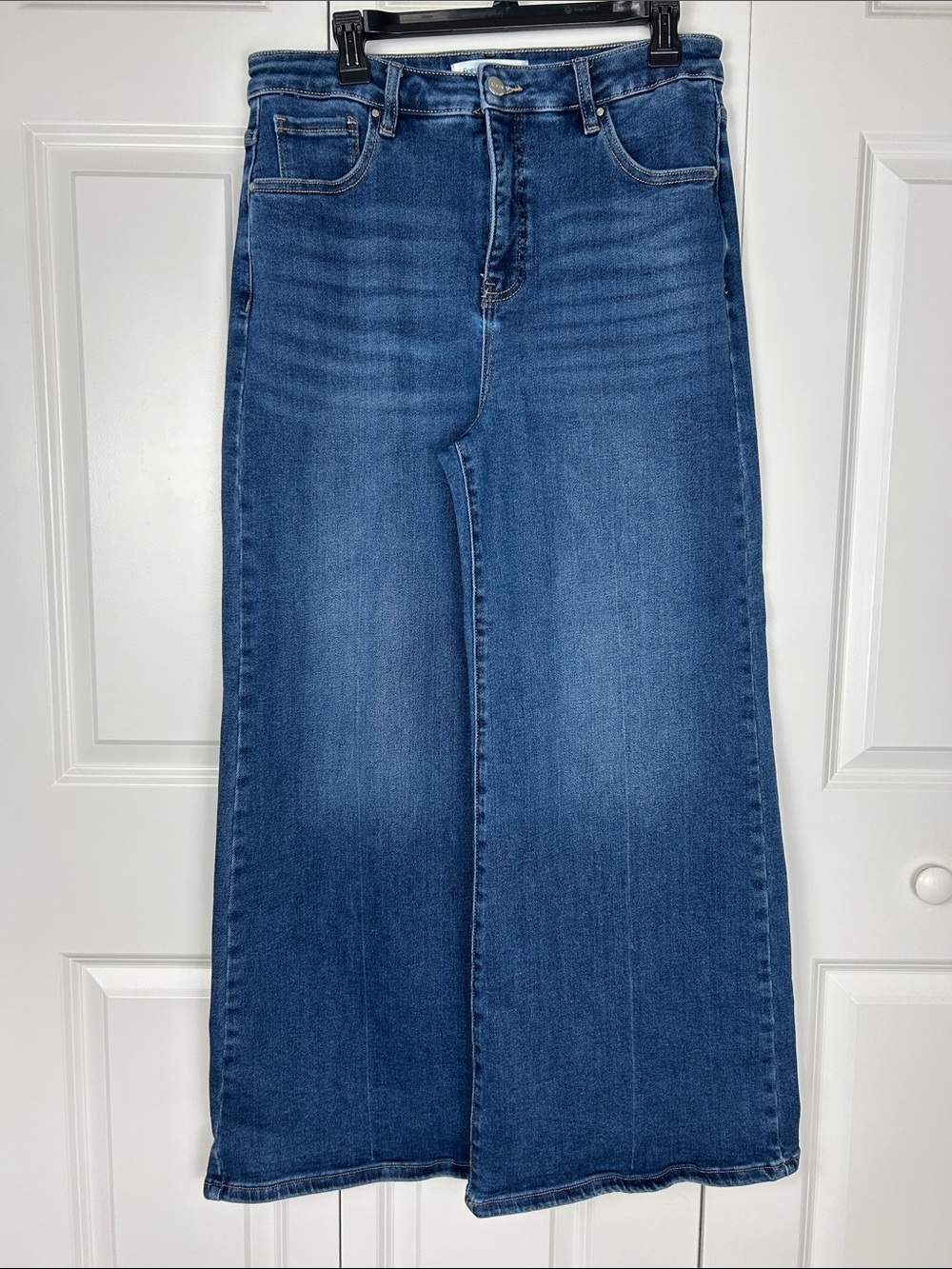 Risen High-Rise Wide-Leg Jeans in Deep Blue Wash Size 15/32
